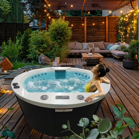 DELLA 916 valge pärliline aiavann, antratsiitne korpus 170x170 cm - luksuslik spaa teie aias!