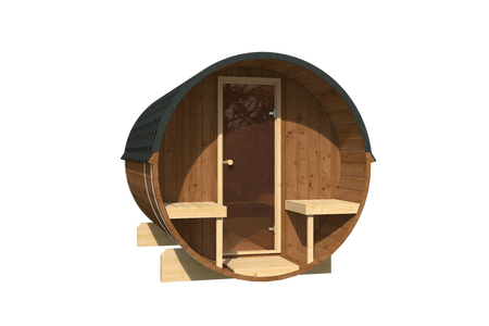 Sauna exterior EDA 300 – sauna premium espaçosa para 6–10 pessoas com fogão elétrico ou a lenha, para momentos partilhados e experiências únicas