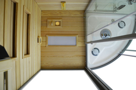 MO-1751W RIGHT TRIO, tør sauna, dampsauna og brusekabine 180X110X223CM