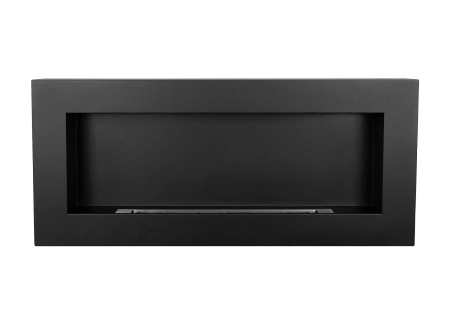 Κρεμαστό βιο-τζάκι BOX 900x400, μαύρο ματ με υφή – ένα μοντέρνο τζάκι χωρίς καμινάδα