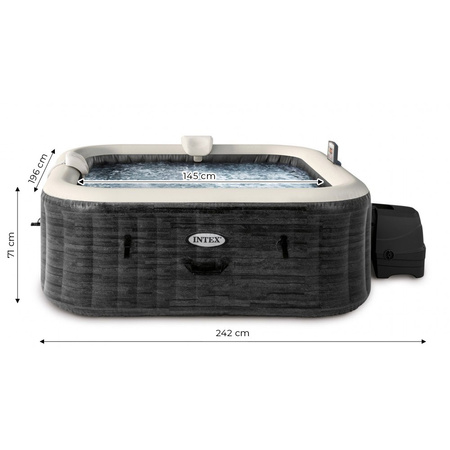 Oppblåsbar Jacuzzi INTEX 28452 – Kvadratisk SPA for 6 personer, 196 x 71 cm med hydromassasje og premium sett
