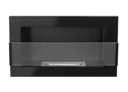 Bioșemineu suspendat cu sticlă 650x400 - negru lucios, șemineu modern cu bioetanol