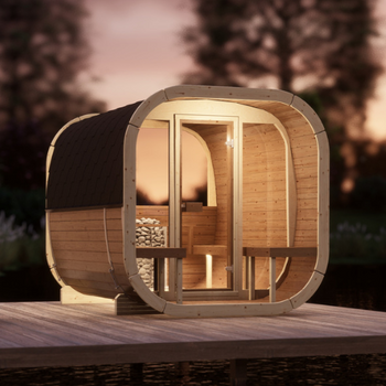 Le sauna extérieur Eke 280 pour 4-6 personnes / Poêle à bois électrique ou Harvia / Épicéa nordique de haute qualité (bois thermique de pin) | Bien-être | Détente | SPA | Bien-être | Détente | SPA | Style nordique | Bois thermique