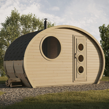 Овальна сауна Frodo 195 Outdoor на 8 осіб / Електрична або дров'яна піч Harvia Harvia / Високоякісна термічно оброблена скандинавська ялина | Велнес | Релакс | SPA | Домашній SPA | Натуральне дерево