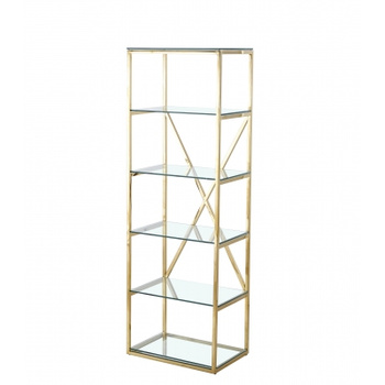 RVS Boekenkast – Goudkleurig met Gehard Glazen Planken