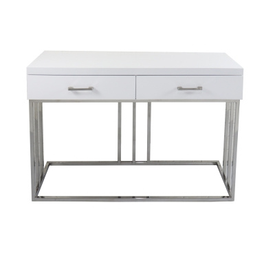 Κονσόλα MILO WHITE 120×80×40 cm – λευκή, λακαριστή, με βάση από ανοξείδωτο ατσάλι