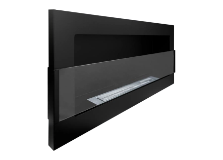 Biohaard 900x400 met glas – zwarte structuur, moderne bio-ethanolhaard
