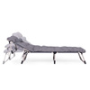 Fishing Garden Lounger | Folding lounger with mattress and cushion for patio or balcony Grey | Garden furniture, relaxation, modern style