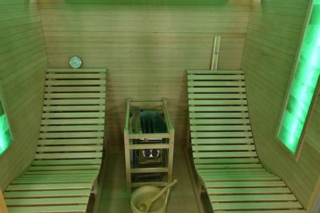 MO-TS4 Sausā sauna ar HARVIA 8 kW plīti un atpūtas krēsliem | Wellness | Relax | SPA | Termokoka | Elegants minimālisms