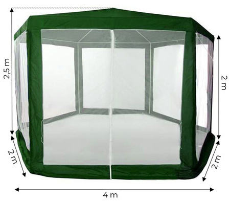 Carpa pabellón de jardín comercial 2x2x2 m con mosquitera verde MultiGarden