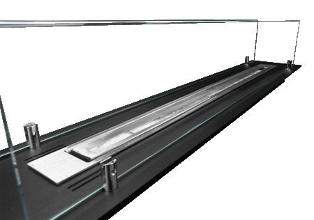 Inbyggd biokamin 100 cm – mattsvart med glas | Modern kamininsats