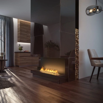 Bioșemineu interior C1000 v1 - șemineu încastrat cu arzător LONGFIRE 800, control al flăcării