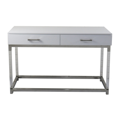 Konsola ROYALTON WHITE 120×40×80 cm – biała, akryl + stal szlachetna, do przedpokoju i salonu
