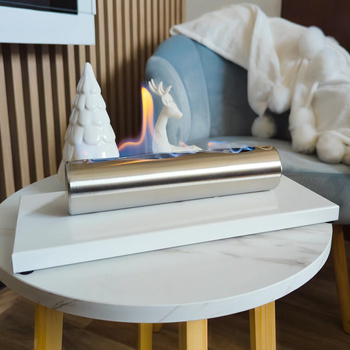 Fristående bioeldstad Stainless vit blank