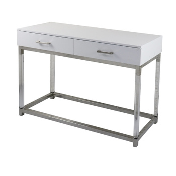 Konsol ROYALTON WHITE 120×40×80 cm – hvid, akryl + rustfrit stål, til entré og stue
