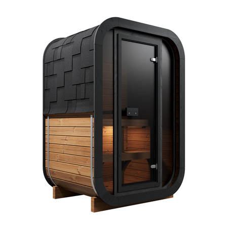 Sauna de jardin Édition limitée noire ULLA130 Thermowood 1-2 personnes – sauna extérieur moderne pour terrasse ou jardin de style scandinave, poêle électrique 220V/230V/400V