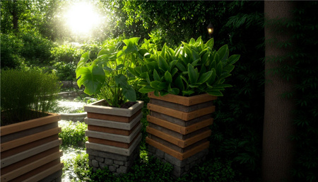 Maceta de jardín de madera hecha a mano 29 cm - cuadrada, madera maciza