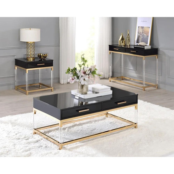 Royalton Black Coffee Table – Elegance of Black, Acrylic, and Stainless Steel