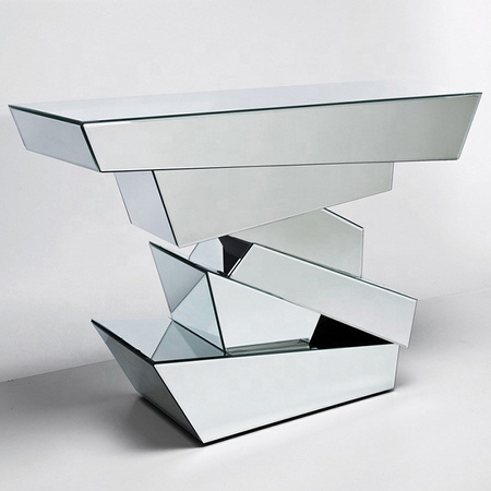 Lasikonsoli 120×36×78 cm - geometrinen massiivinen, peilipintainen