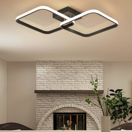 Decorative lamp 2 squares 42W black + remote control