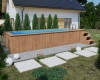 Træpool med polypropylenindsats 680 cm x 240 cm (THERMO WOOD) - moderne, holdbar havepool