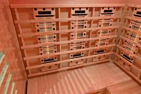 MO-RL3CST Sauna de infrarrojos con piedra de sal + turmalinas | Wellness | Relax | SPA | Madera Natural | Lista para Montar