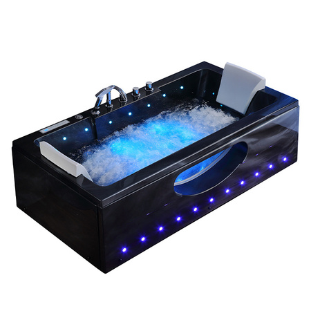 Hydromassage Bathtub IRIS 933B 160×84 – deep relaxation in a modern design, black