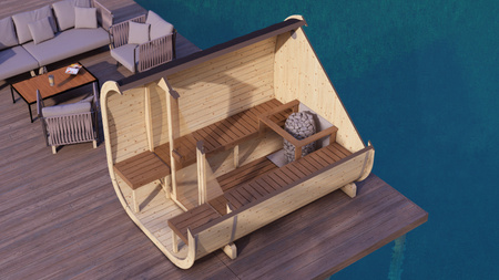 Le sauna extérieur Eke 280 pour 4-6 personnes / Poêle à bois électrique ou Harvia / Épicéa nordique de haute qualité (bois thermique de pin) | Bien-être | Détente | SPA | Bien-être | Détente | SPA | Style nordique | Bois thermique