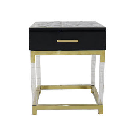 Royalton Black öökapp - elegantne must karastatud klaasist akrüülist ja roostevabast terasest öökapp