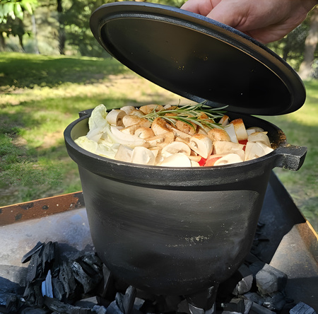 Chaudron sur pied en fonte 5L pour la chasse, le camping, le barbecue, MultiGarden