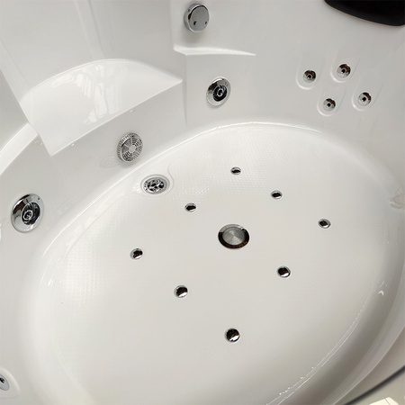 Bañera de hidromasaje ORINO 632C blanca de 135 x 135 cm: bañera cómoda para el spa en casa.