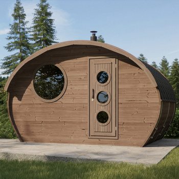 Sauna ovalada Frodo 240 Outdoor para 8 personas / Estufa Harvia eléctrica o de leña / Abeto escandinavo tratado térmicamente de alta calidad | Wellness | Relax | SPA | Diseño Moderno | SPA en Casa