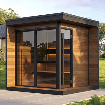 HIKI L Thermowood saună în aer liber pentru 4-5 persoane - Saună electrică modernă de grădină