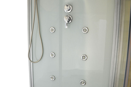 MO-1752W RIGHT TRIO, saună uscată, cabină de aburi și duș 180X110X223CM | Pentru familie și prieteni | Geam panoramic