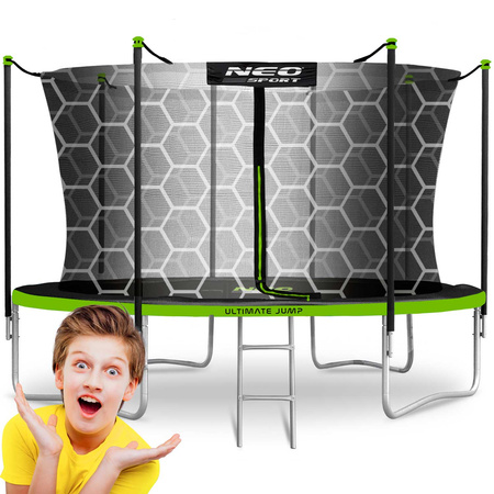 Hagetrampolin 12ft/374cm med innendørsnett og stige Neo-Sport