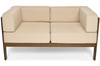 Sofa ogrodowa drewniana 2-osobowa EDEN ciemny brąz/beż | meble do ogrodu, wypoczynek, nowoczesny styl