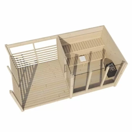 Sauna ir "Balia" rinkinys | "Anita" lauko sauna | Suomiška | Sausa | "Balia Hot Tub Lux 200 black" | Statinė | Thermwood