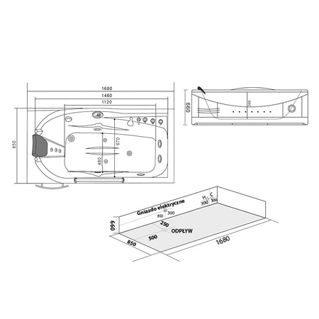 Ramses 634H balta 168x85 cm burbuļvanna ar sildītāju - Komforts un atpūta jūsu mājas spa
