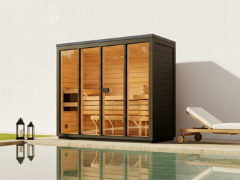 Bali M Limited Edition Thermowood Black Garden Sauna – Ruime buitensauna voor 3 personen met elektrische verwarming, perfect om te ontspannen in de tuin