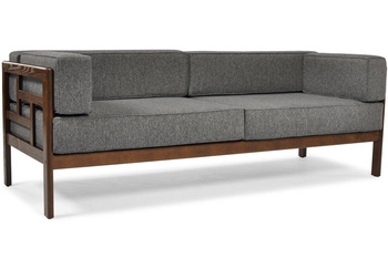 Sofa ogrodowa drewniana 3-osobowa EDEN ciemny brąz/grafit | meble do ogrodu, wypoczynek, nowoczesny styl