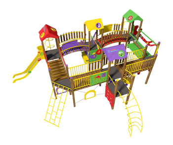 Speelcomplex “Bastion NEW” T912 NEW — platformen, loopbruggen en glijbanen | actieve buitenspeelpret