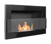 Vegghengt bioetanolpeis med glass 650x400 – blank svart, moderne bioetanolpeis