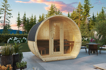 Susi 200 udendørs sauna til 3-4 personer / Kun elektrisk opvarmning / Højkvalitets nordisk gran (fyrretræ) | Wellness | Afslapning | SPA | Wellness | Afslapning | SPA | Nordisk stil | Termisk træ