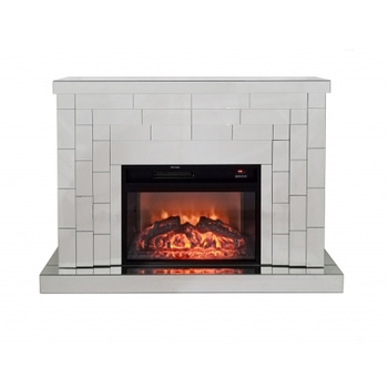 Cheminée en Verre 123x38,5x91 cm avec Insert Électrique et Effet Briques