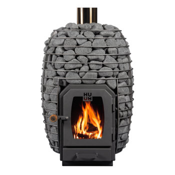HIVE Wood 13 kW - Saunan puukiuas, jossa 30 kg kiviä ja luonnollinen kyllästys.