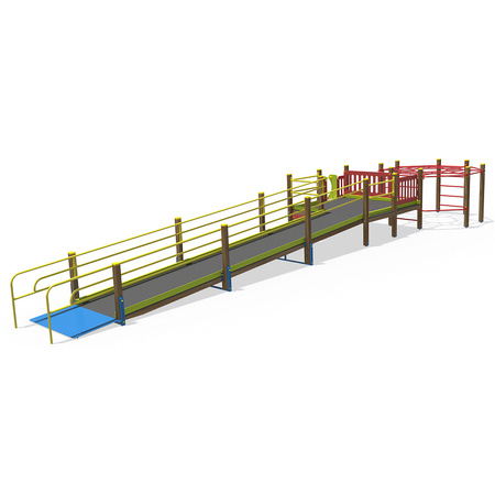 Speeltuin T601 — recreatiecomplex met hellingbaan, leuningen en glijbaan (EN 1176) voor kinderen