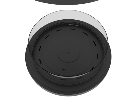 Round bioethanol fireplace 360° INROUND — base with decorative pipe, burner Ø500 mm (4 l), semicircular glass,