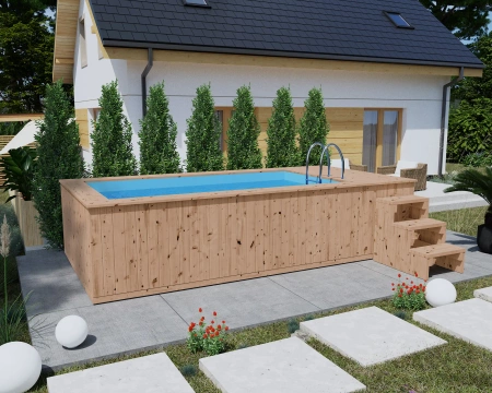 Basen drewniany z wkładem polipropylenowym 480x240 cm – nowoczesny, trwały basen ogrodowy