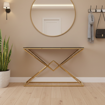 СРІБНИЙ СТАЛЕВИЙ КОНСОЛЬ - ДІАМАНТ - геометричний дизайн і розкішна форма Золото