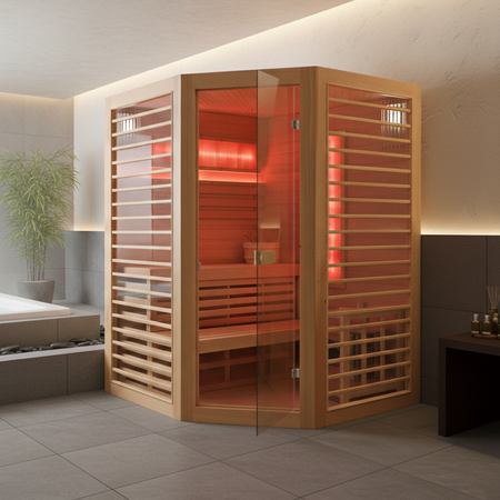 MO-TS4CB Trockensauna mit HARVIA 8 kW-Ofen | Skandinavischer Stil | Natürliches Holz